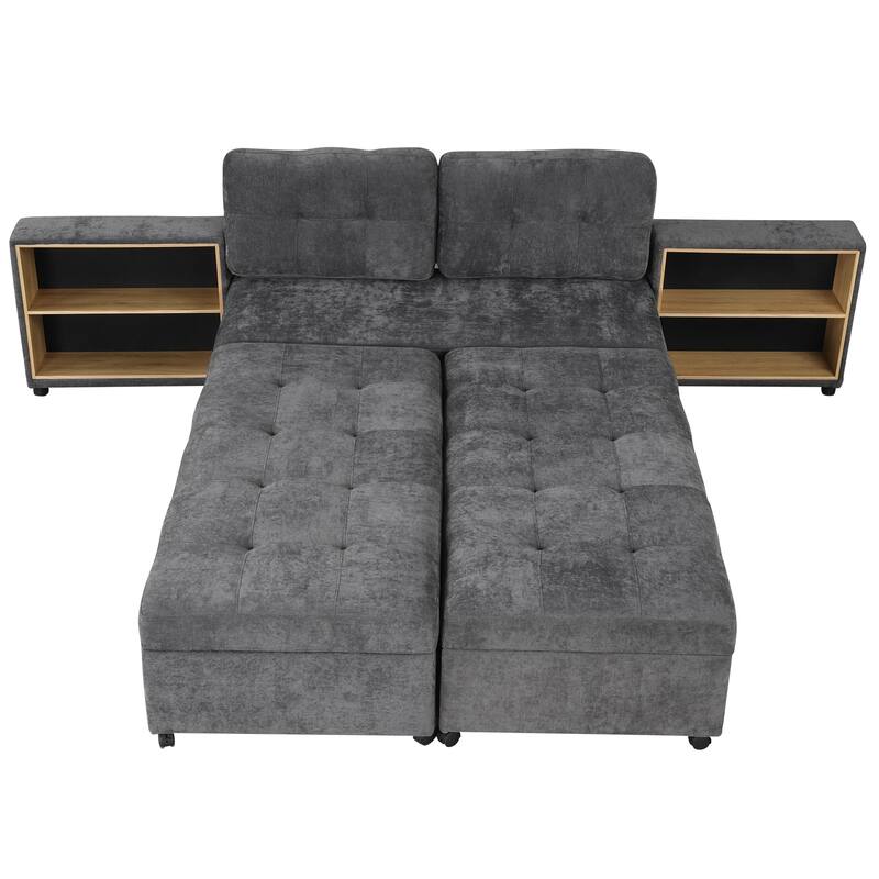 Sectional Sofa for Living Room Modular Sleeper Sofa with 2 Storage Racks Free-combined Sofa, Upholstered Corner Chaise