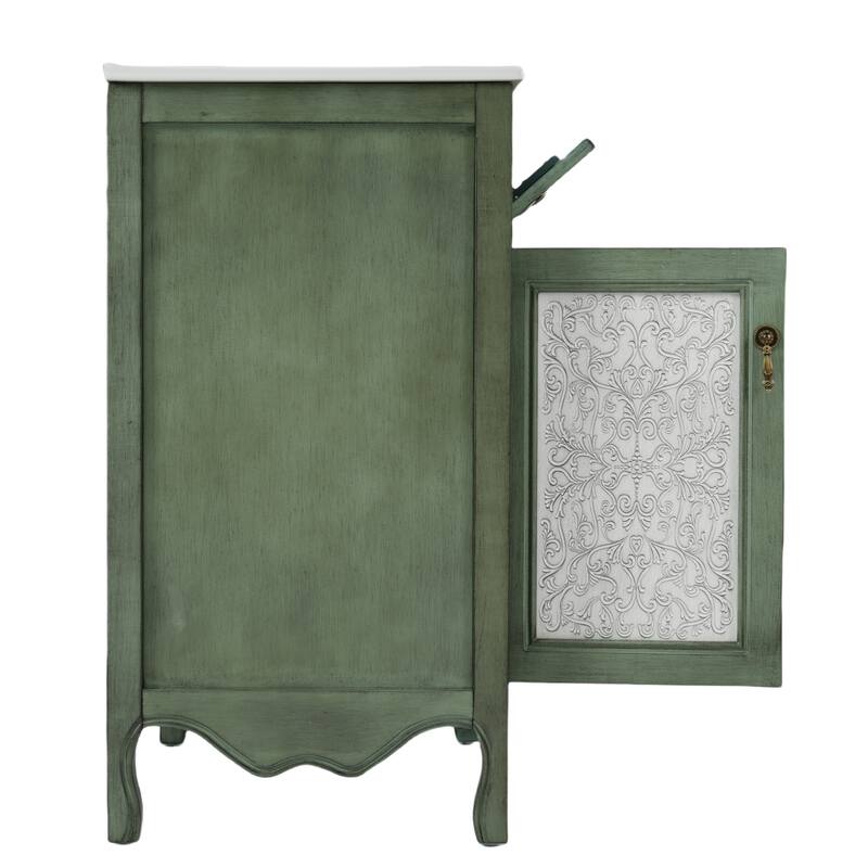 Christopher Knight Home - 30" Antique Pattern Bathroom Vanity with Ceramic Sink & Flip-Out Drawer