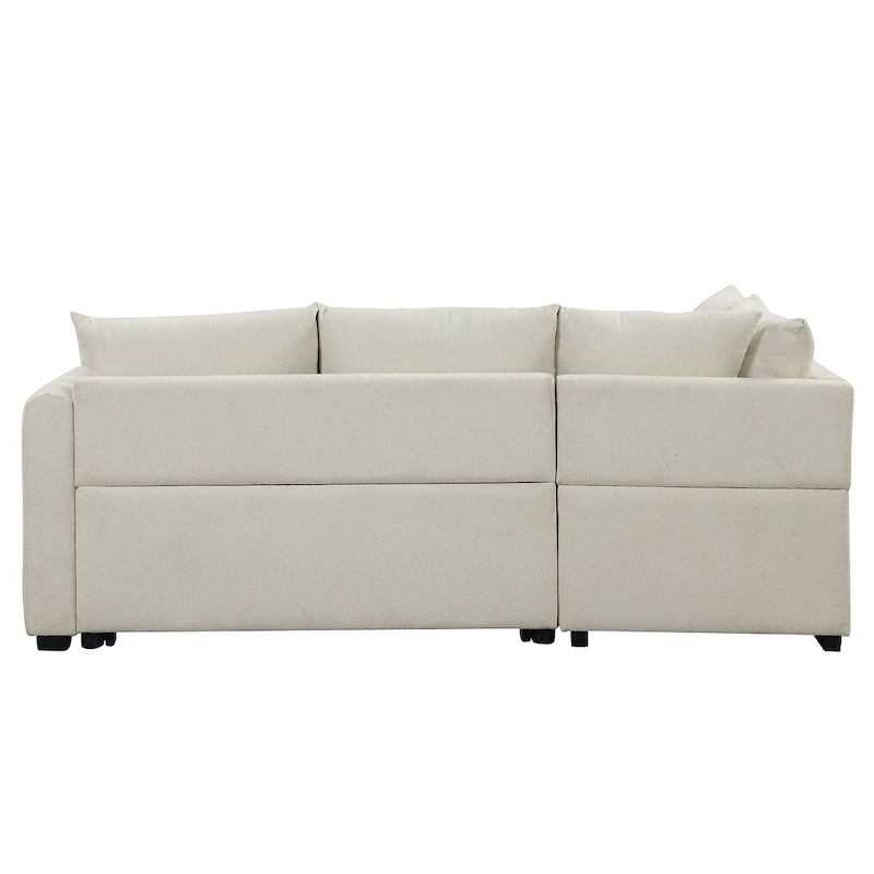 Upholstery Sleeper Sectional Sofa with Movable Storage Ottoman, L-shaped Sectional Pull Out Sofa Bed