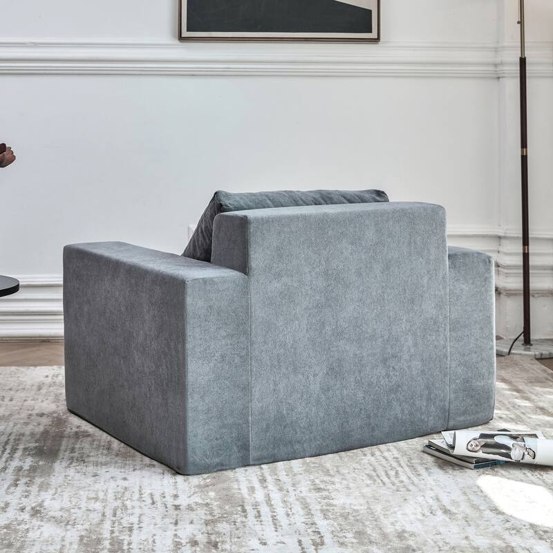 Single Foam Sofa with Pillow, Washable Cover, Anti-Slip Bottom, and Wide Armrests