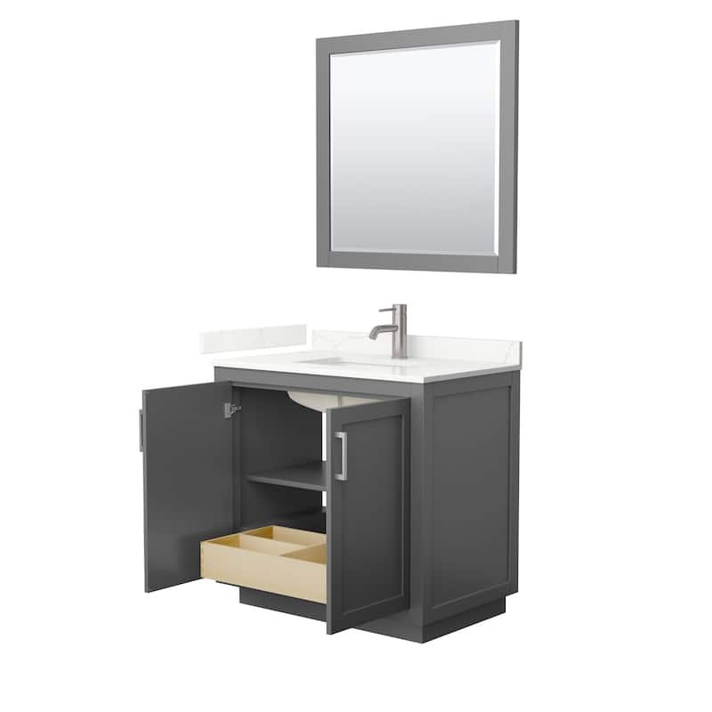 Miranda 36-inch Single Vanity, Quartz Top, 34-inch Mirror