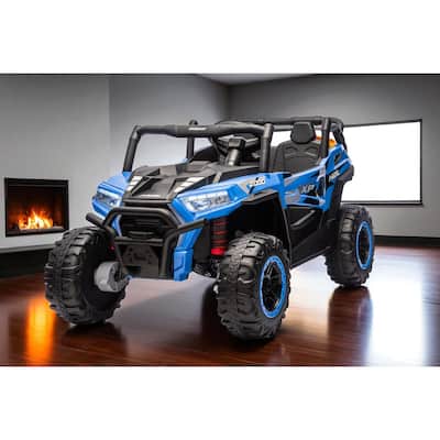 24V 4WD 2-Seater Kids Ride On UTV with Remote Control, Bluetooth Music, Dual Doors, LED Headlights,Suspension & Battery Display