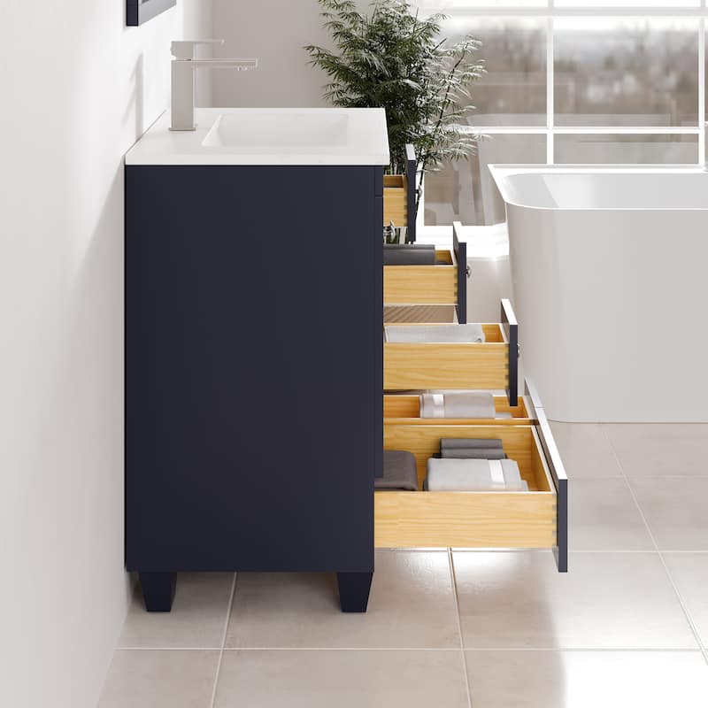 Eviva Happy 24"W Bath Vanity with Carrara Quartz Top