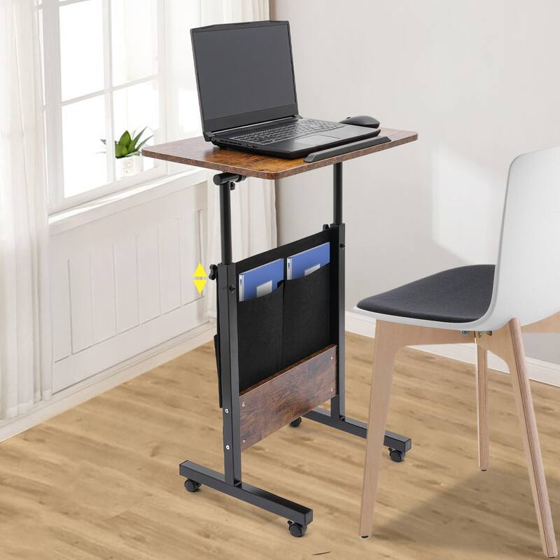 Adjustable Height Standing Desk Rolling Laptop Desk - Brown