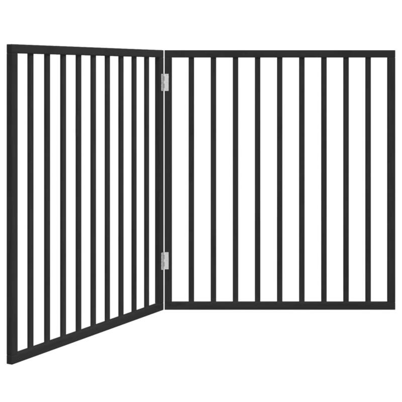 vidaXL Dog Gate Set of 2 Black Poplar wood 63 in long Foldable - 35.4 x 31.5 x 0.8