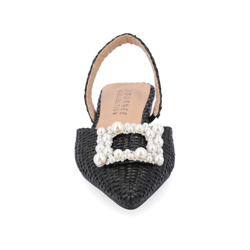 Journee Collection Women's Medium and Wide Width Hannae Sling Back Pointed Toe Flats - Medium - Black - 6.5