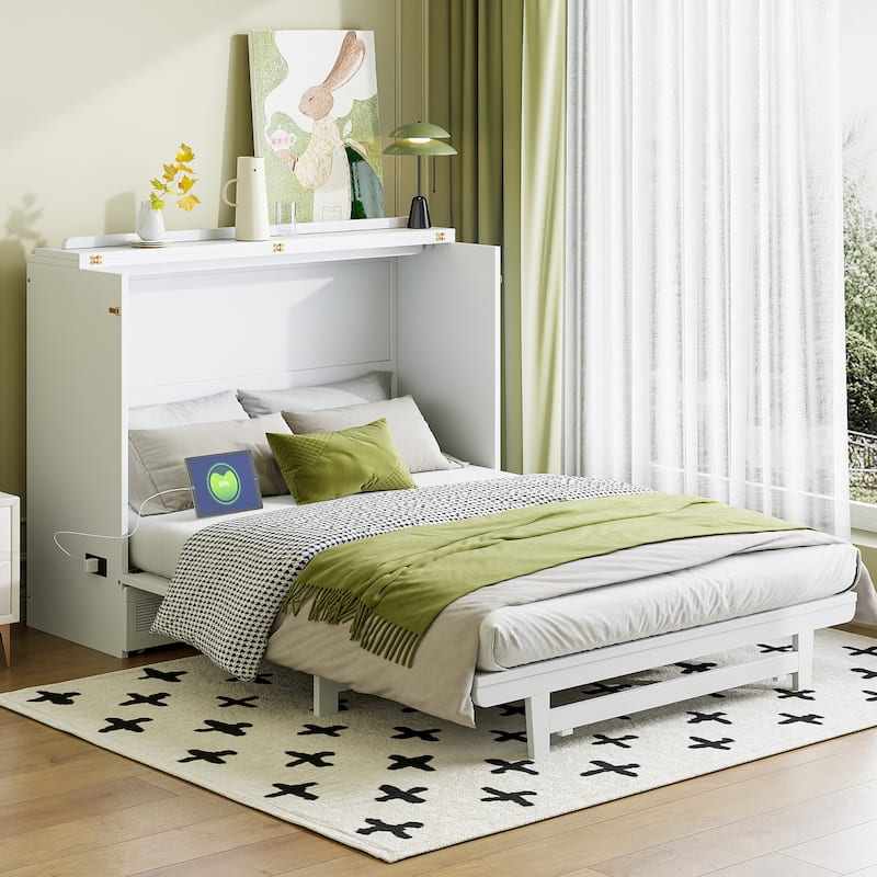 Murphy Bed with Large Drawer, USB Ports and Outlets