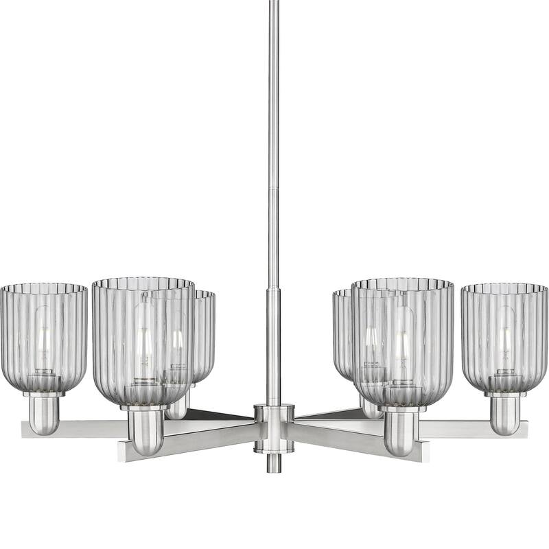 Innovations Lighting 716-6CR-11-35 Bridal Veil Chandelier Bridal Veil - Satin Nickel / Light Smoke