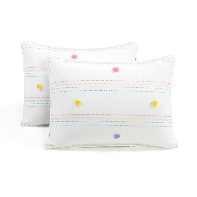 Lush Decor Rainbow Pom Pom And Stripes Quilt