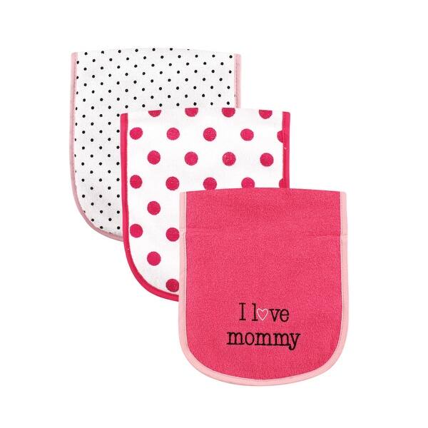 slide 1 of 1, Luvable Friends Baby Girl Cotton Burp Cloths with Fiber Filling 3pk, Girl Mommy, One Size - Girl Mommy - One Size One Size - Girl Mommy