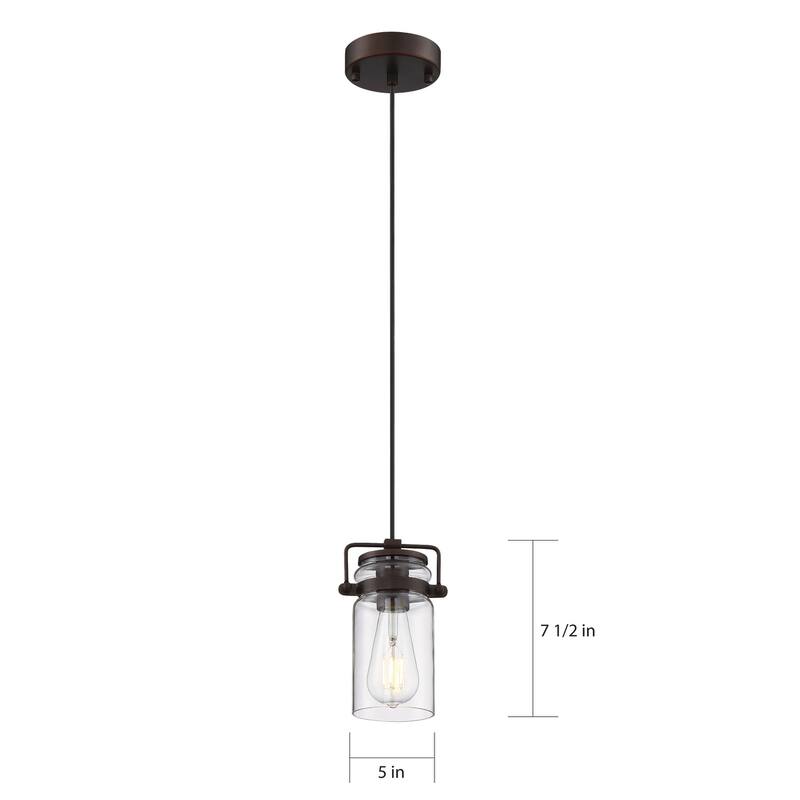 Antebellum 1-Light Mini Pendant Fixture Mahogany Bronze Finish with Clear Glass - N/A