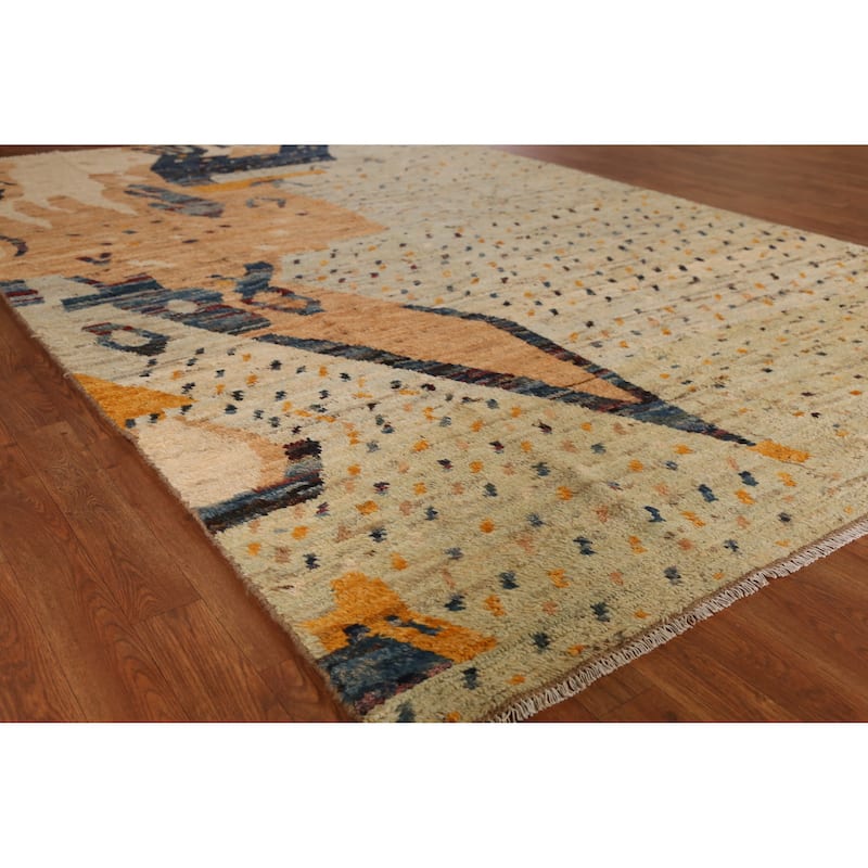 Multi-Color Moroccan Oriental Area Rug Hand-Knotted Wool Carpet - 6'2" x 9'8" - 6'2" x 9'8" - Multi-Color