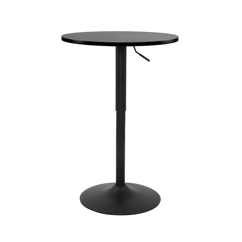 360 Swivel Round Pub Table Height Adjustable Bar Table 27.5-35.6 inches - Full Black