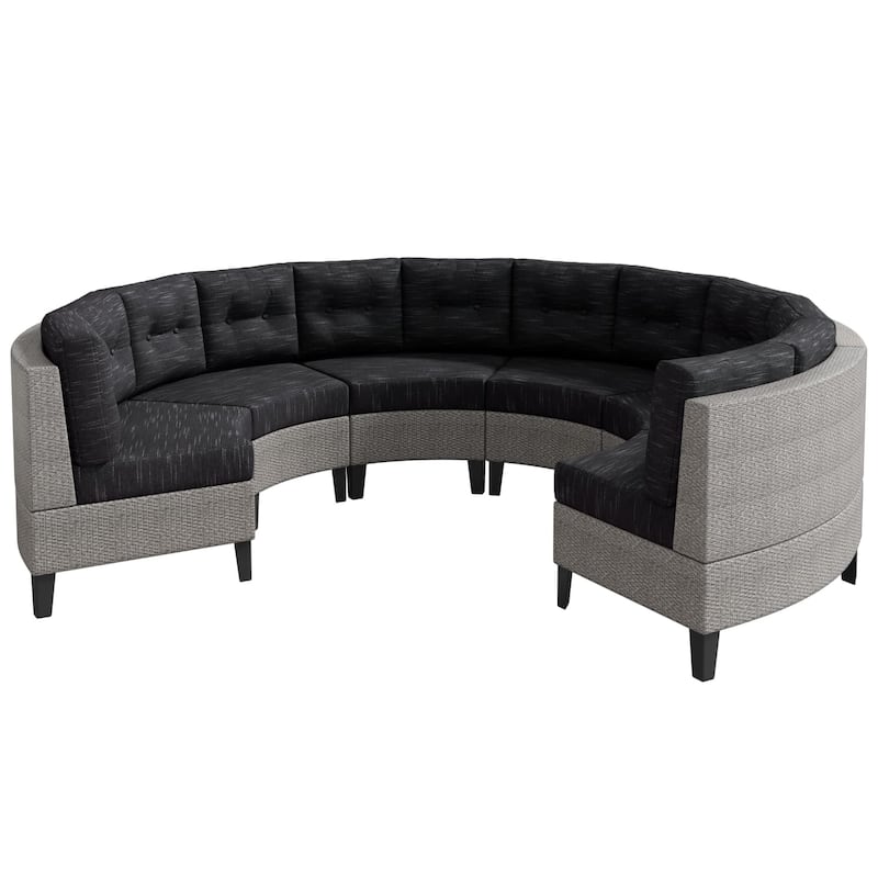 Outdoor Wicker Curved Sectional Sofa Set with Waterproof Cushions