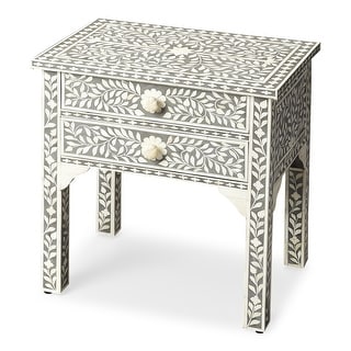 Handmade Butler Vivienne Gray Bone Inlay End Table