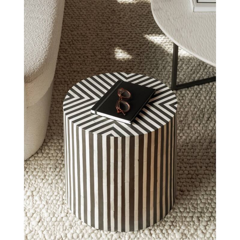 Aurelle Home Chalet Art Deco Black and White Side Table