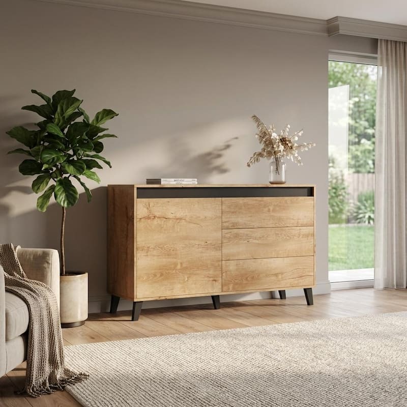 Meble Furniture Nord 54" Modern Sideboard Buffet Credenza - 32.7" H x 54.3" W x 15" D