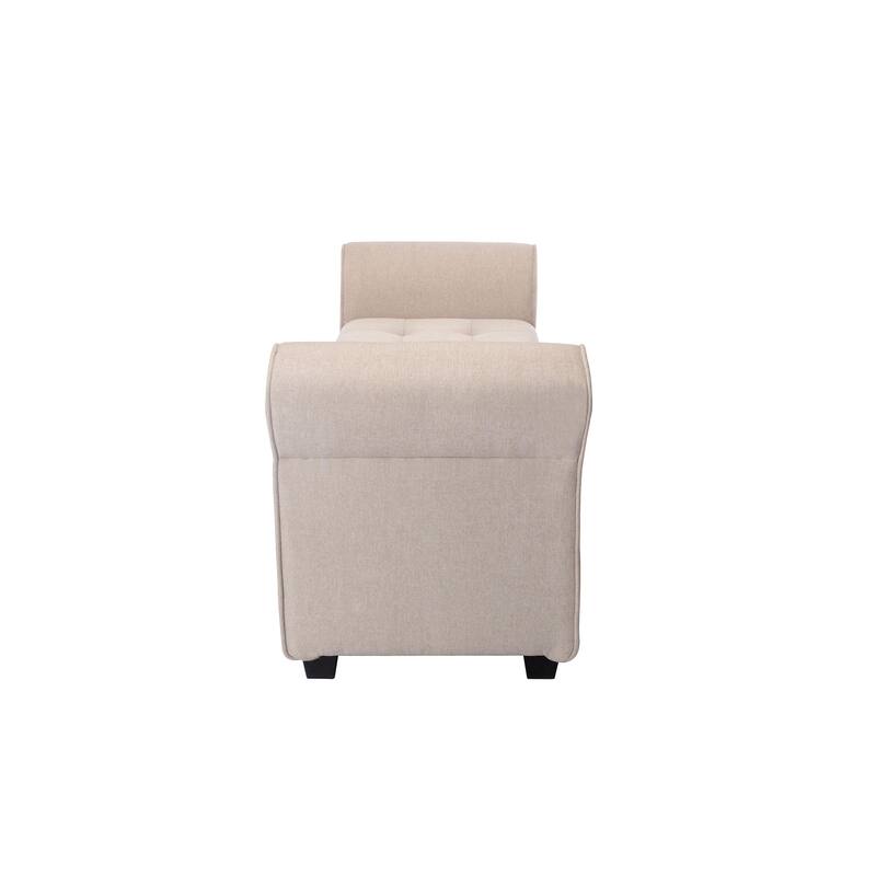 Porthos Home Wena Storage Bench, Rolled Armrests, Fabric Upholstery