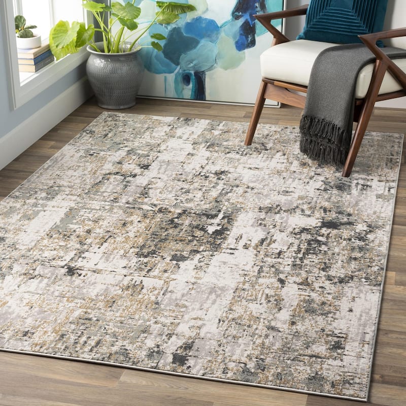 Livabliss Quatro Mid-Century Abstract Area Rug - Medium Grey - 7' 10" x 10' 2"