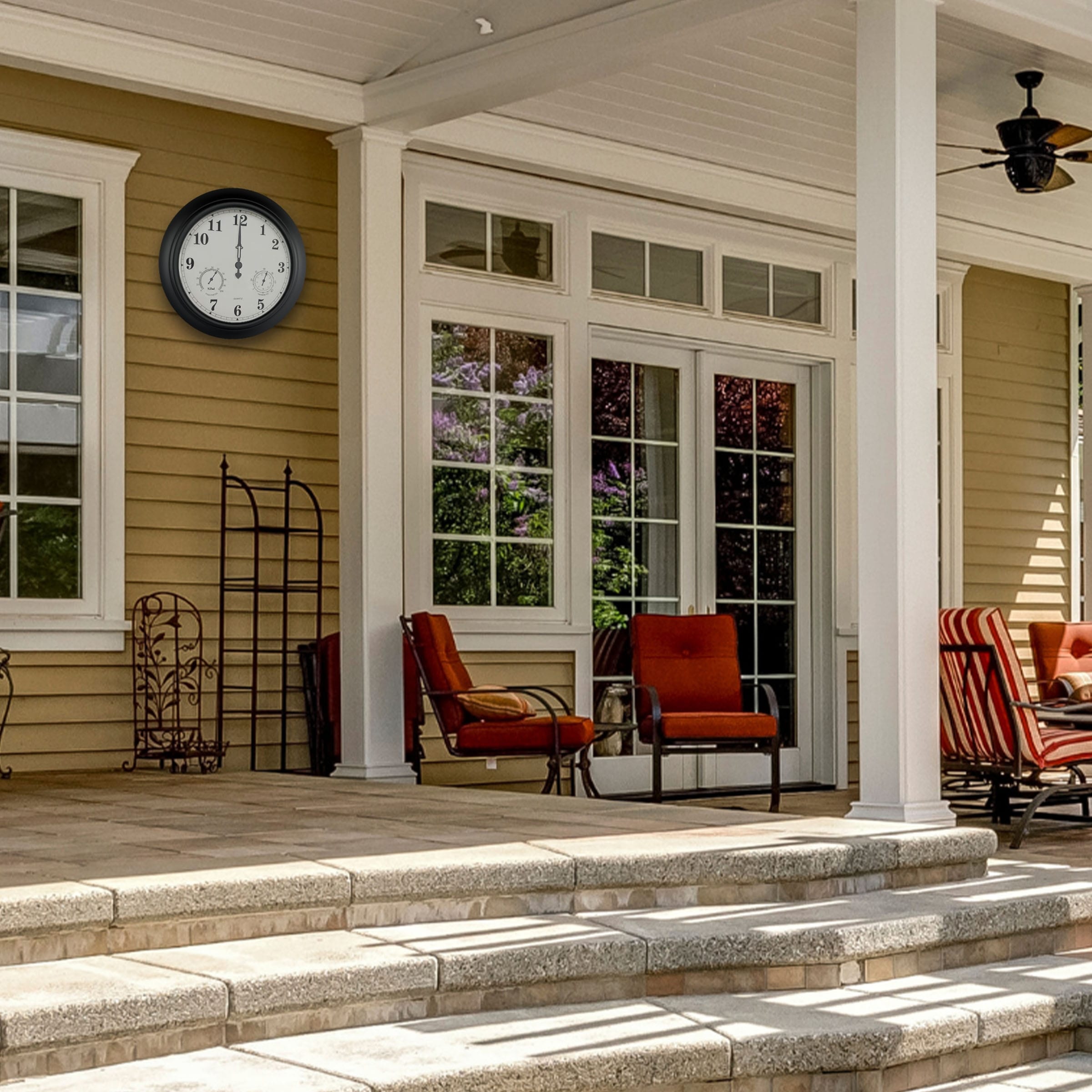 outdoor patio clock temperature