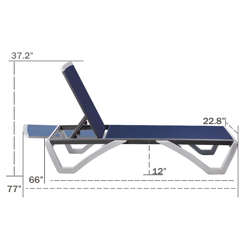 Kozyard Alan Full Flat Aluminum and Polypropylene Resin Legs Patio Reclining Adjustable Chaise Lounge