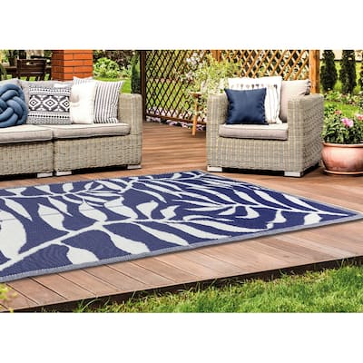 Beverly Rug Tropical Blue Reversible Recycled Plastic Outdoor Area Rug