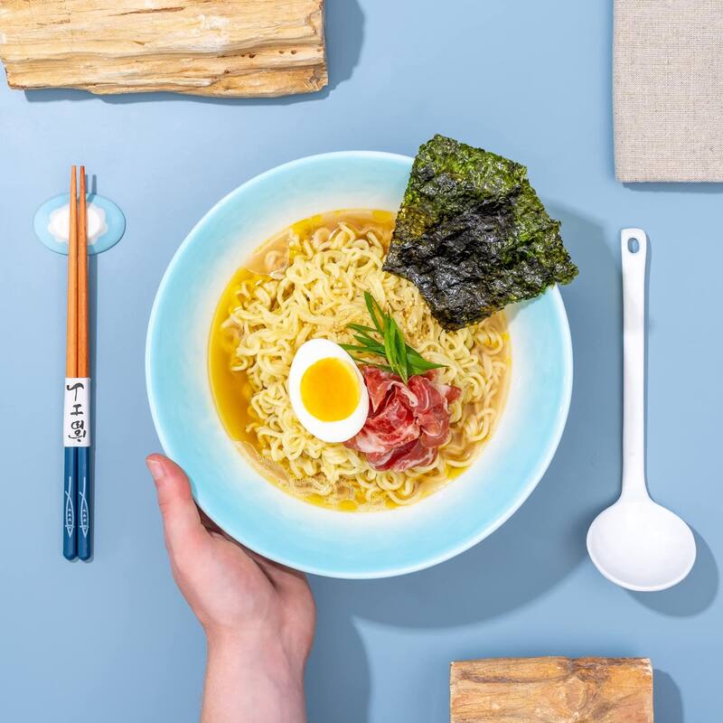 Ceramic Japanese Ramen Bowl Set, 60oz Large Ramen Bowls with Chopsticks, Spoons and Chopstick Rests Bowl