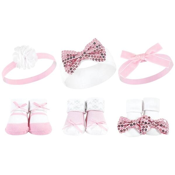 slide 1 of 1, Hudson Baby Infant Girls Headband and Socks Giftset, Pink Sequin, One Size - Pink Sequin Pink Sequin - One Size