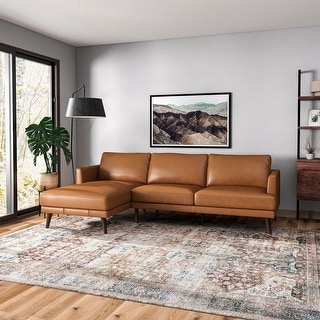 Lucio Modern Living Room Top Leather Corner Sectional Couch in Tan