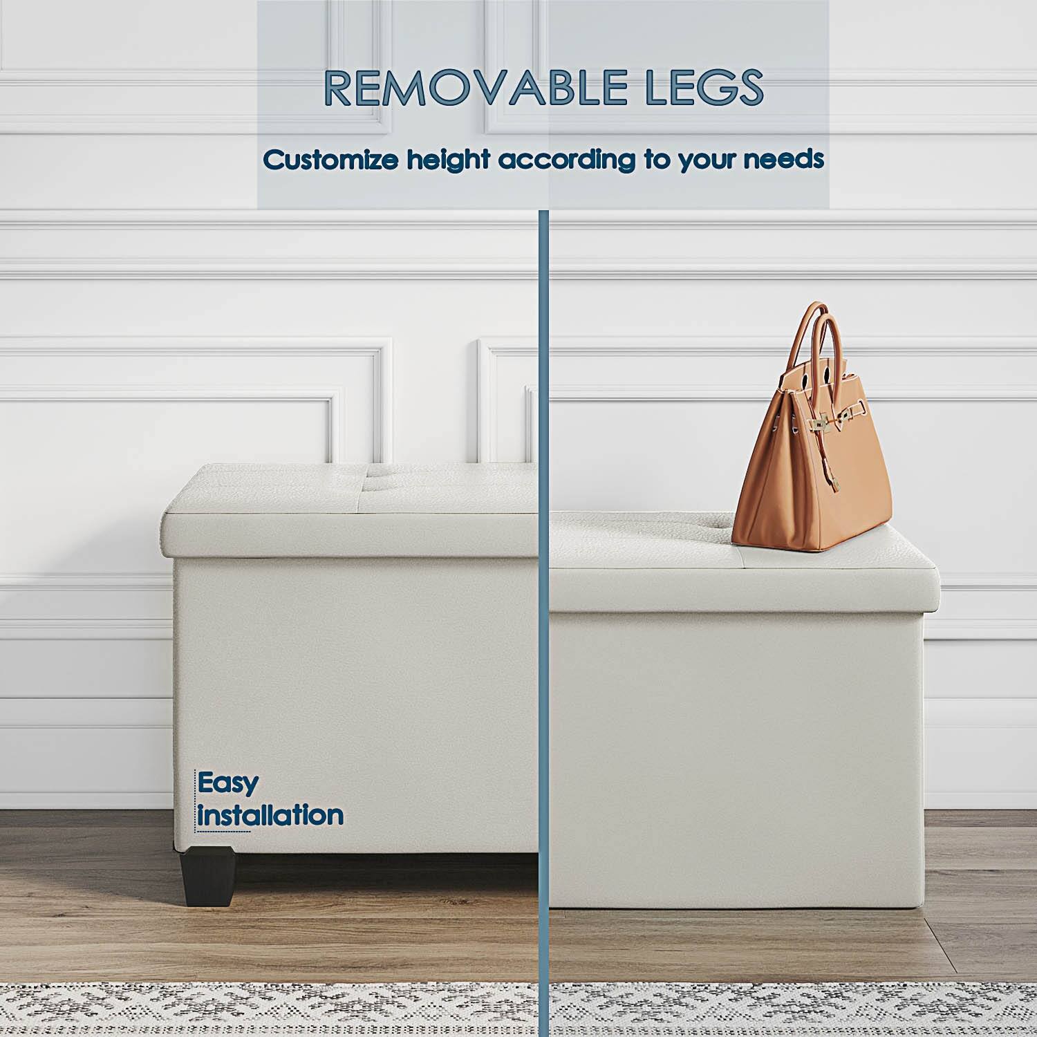 StorageBud Tuffted Folding Foot Rest Storage Ottoman Bench with Storage