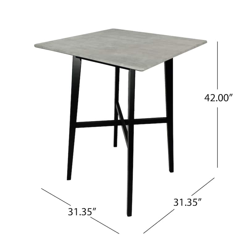 Modern Bar Height 42" Dining Table, Rubberwood Legs and Laminate Table Top
