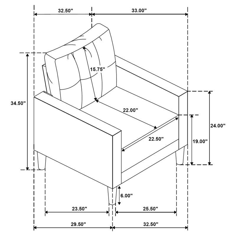 Bowen II Fabric Upholstered Track Arm Accent Chair - 32" x 32.75" x 34.25"