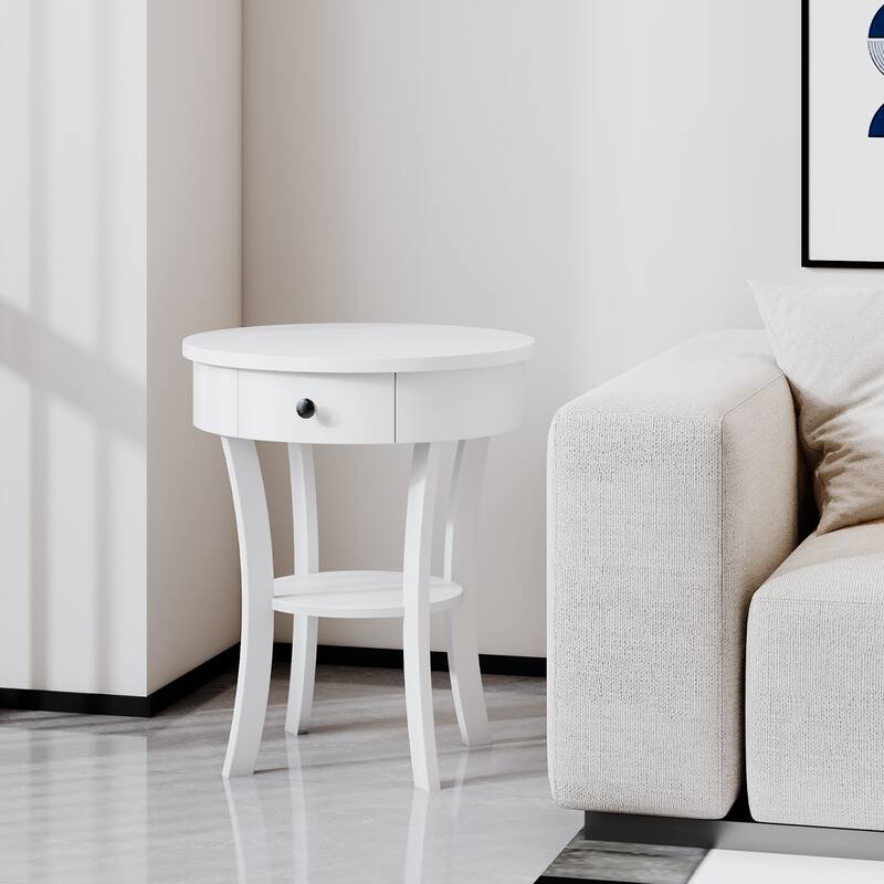 Costway 2-tier Side End Sofa Table Round Nightstand for Bedroom Living
