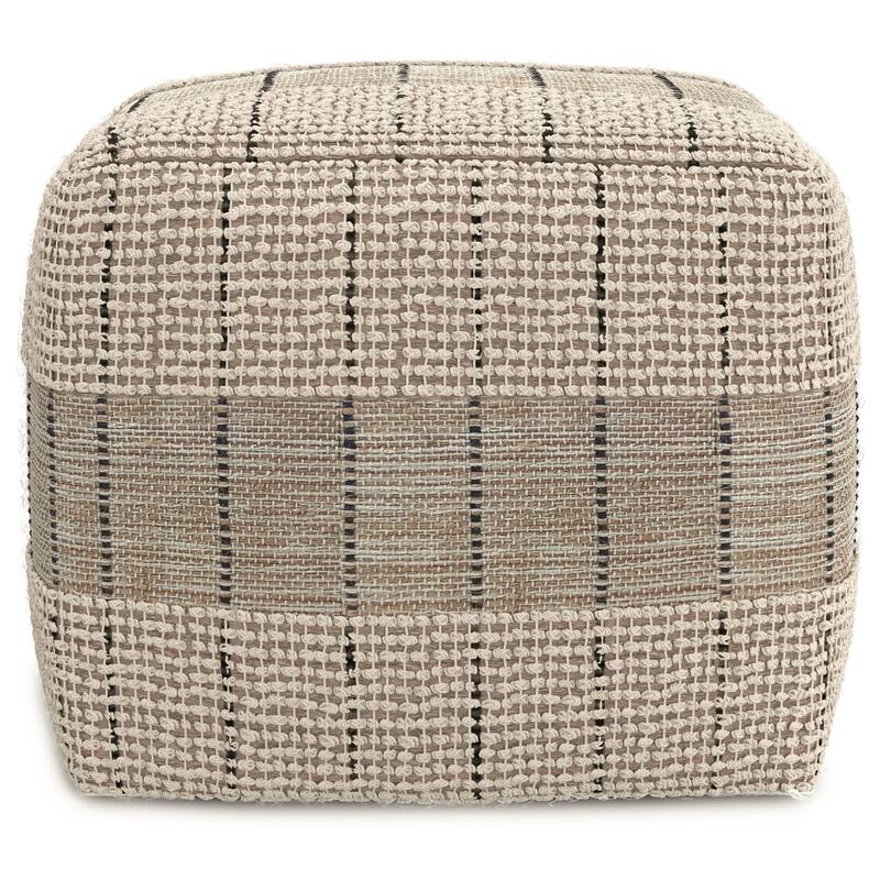 WYNDENHALL Billie Contemporary Square Square Woven Pouf in Natural/Grey