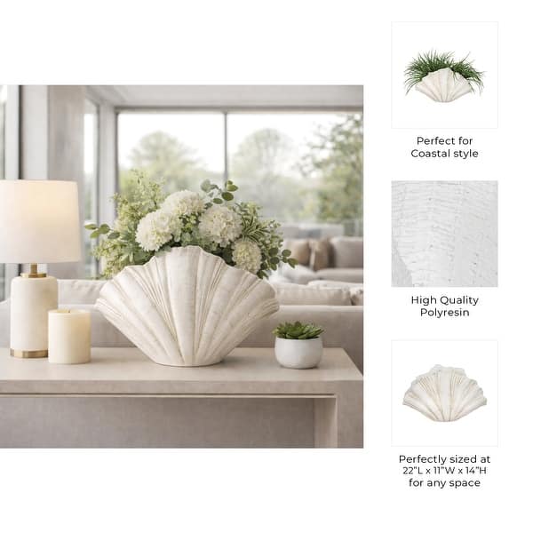 Decorative Scallop Shell Figurine - 22", White - 22.0"
