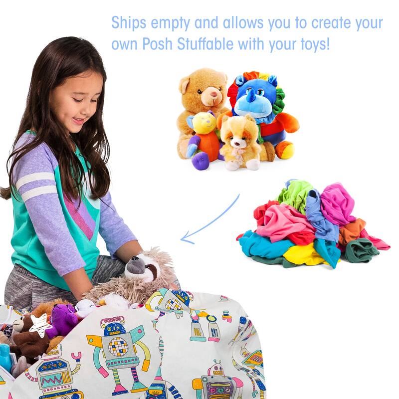 Kids Bean Bag Chair Cover Stuffed Animal Storage or Toy Organizer