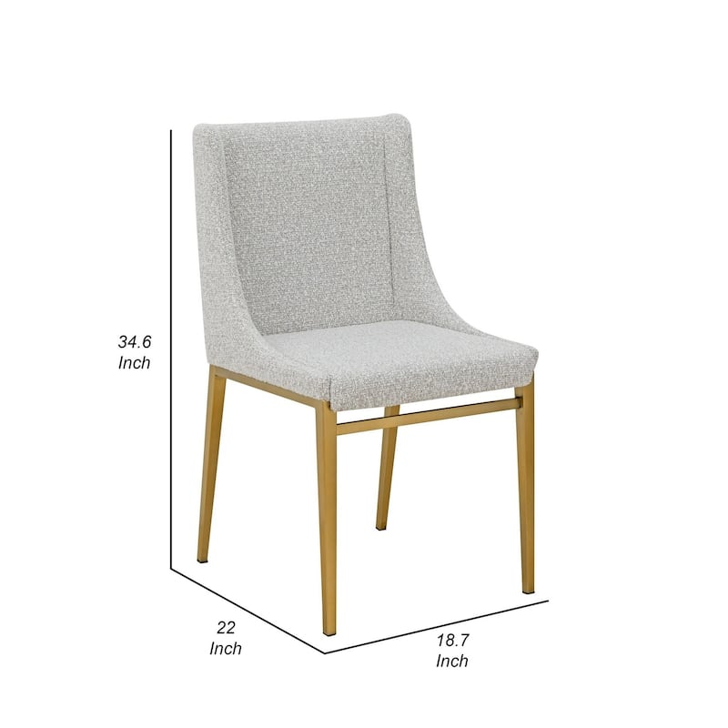Brass/Gray Fabric Upholstered Metal Frame Dining Chair, Set of 2, Sturdy Dining Chair for Dining Rooms - 17.5
