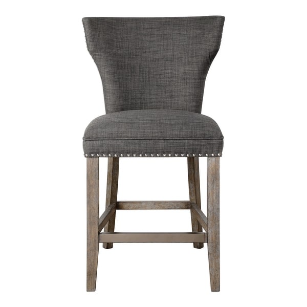 slide 2 of 7, Uttermost Arnaud 20 1/2 Inch Wide Wood Frame Kitchen Stool with Warm Charcoal Grey
