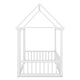 preview thumbnail 11 of 17, Twin Size Floor Wooden Bed with House Roof Frame and Safety Guardrails