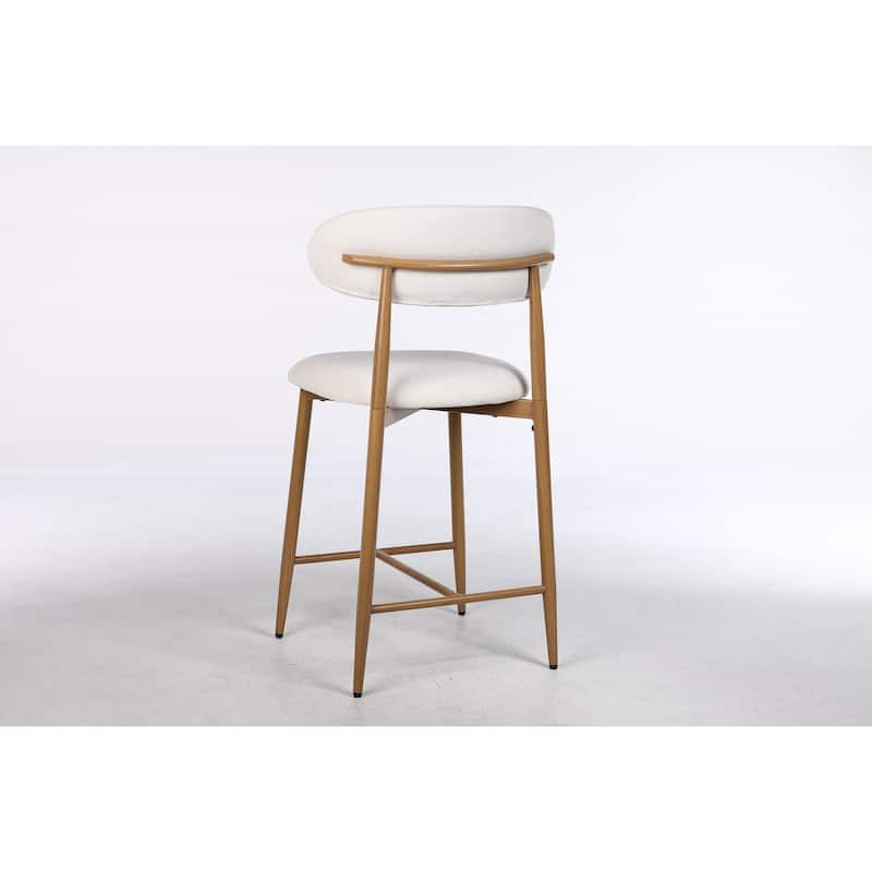 GDFStudio - Rowan Contemporary Upholstered Counter Height Bar Stool Set with Metal Legs and Supportive Back Design