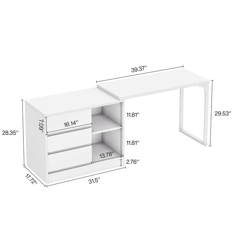 White Vanity Desk, Makeup Table with Ample Storage