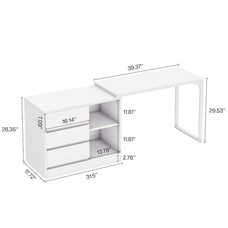 Stylish L-Shaped Vanity Desk, White Makeup Table