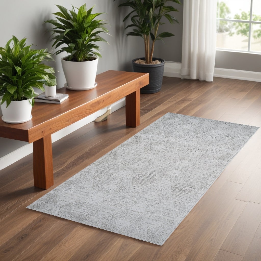 Bipin Distressed Geometric Modern Stain Resistant Area Rug By HomeRoots - 2' X 5'