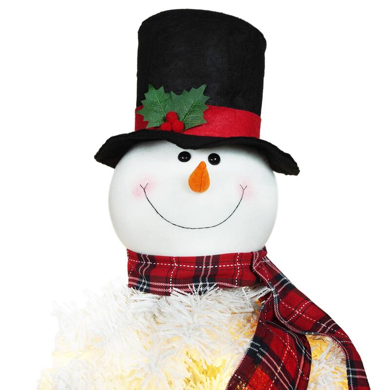 4ft Pre-lit Christmas Tree with 100 Lights, Snowman-Shaped Artificial Christmas Tree, Xmas Tree with 380 Branch Tips,PVC