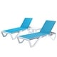 preview thumbnail 56 of 74, Kozyard Alan Full Flat Aluminum and Polypropylene Resin Legs Patio Reclining Adjustable Chaise Lounge Two Aqua Chaises W/ Table