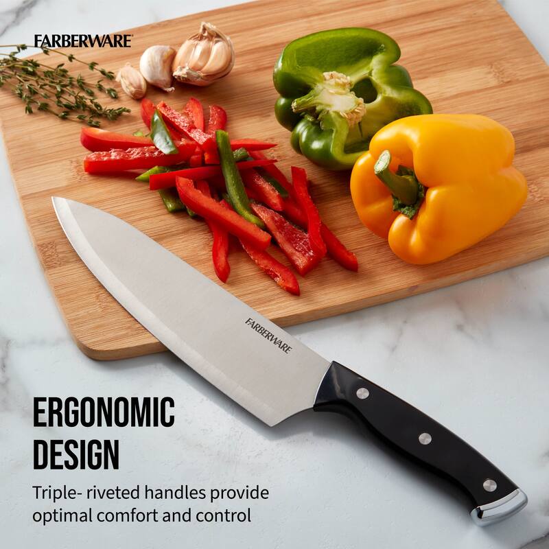 Farberware 15-Piece Triple-Riveted Cutlery Set, Black