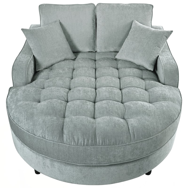 55" Modern Chaise Lounge Sofa Bed Upholstered Sofa Couch with Seat and Detachable Pillows for Living Room