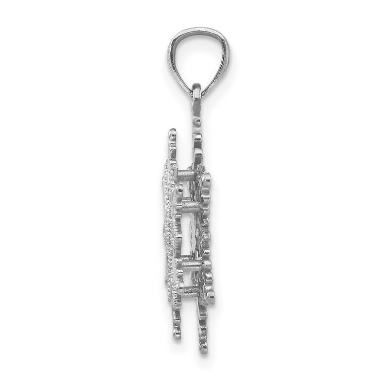 Curata 14k White Gold 18" 16mm Textured 2 Level Snowflake Necklace