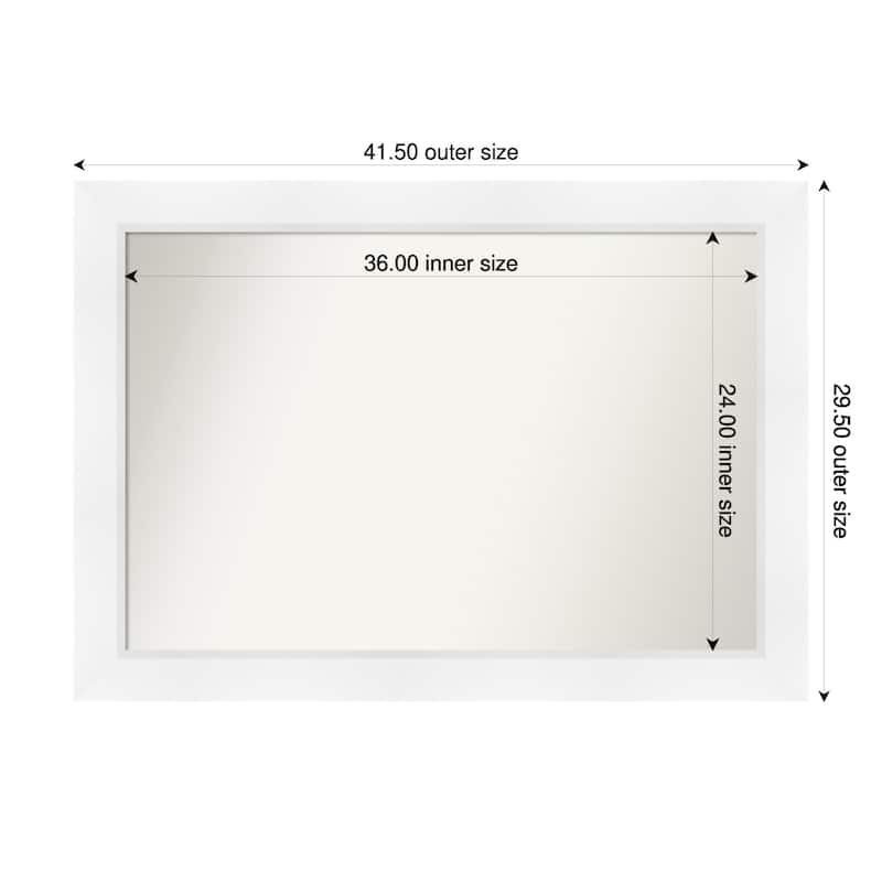Sloped Non-Beveled Framed Bathroom Vanity Wall Mirror - 42 x 30 in - Sloped White