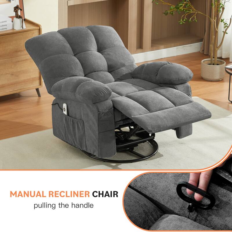 Massage Recliner Chair with Vibration and Lumbar Heating 350LB Capacity Swivel Rocker